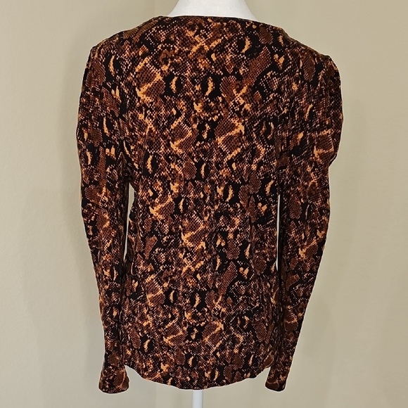 Ann Taylor Factory Snake Print Brown, Black Long Sleeve Knit Top Sz M - Picture 5 of 8